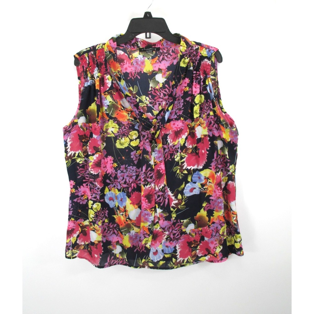 A Love Story Sleeveless Floral Tie Front Boho Blouse Multicolor Women XL